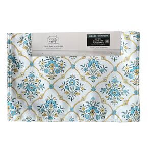 Rachel Ashwell Farmhouse Floral Placemats 13x19 Yellow Blue White Set of 6 NEW